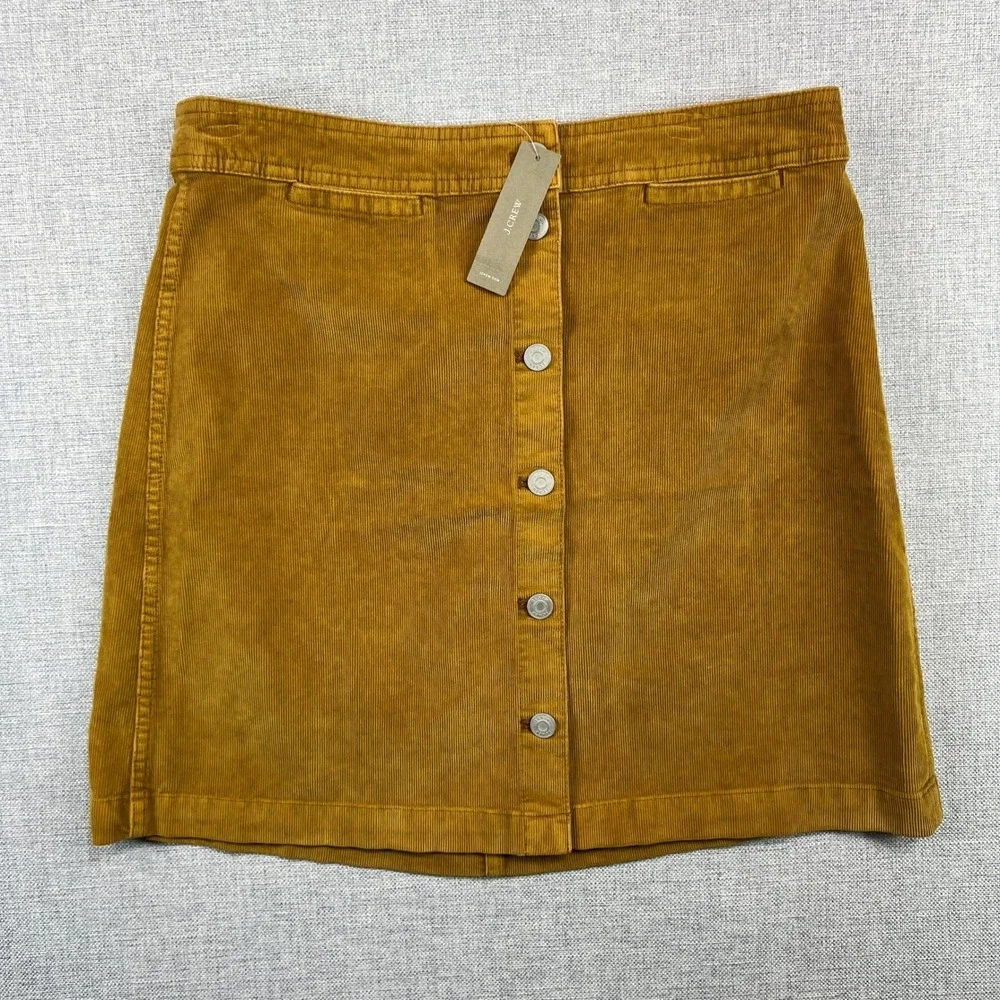 J.Crew Corduroy Button Front Mini Skirt Women's Sz 29 Gold Brown Preppy Academia